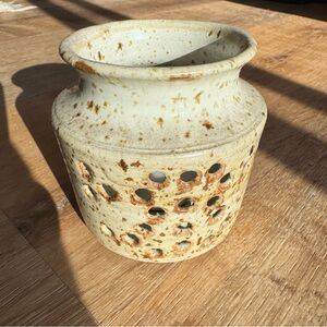 Handmade Rustic Cream Pottery Candle Holder